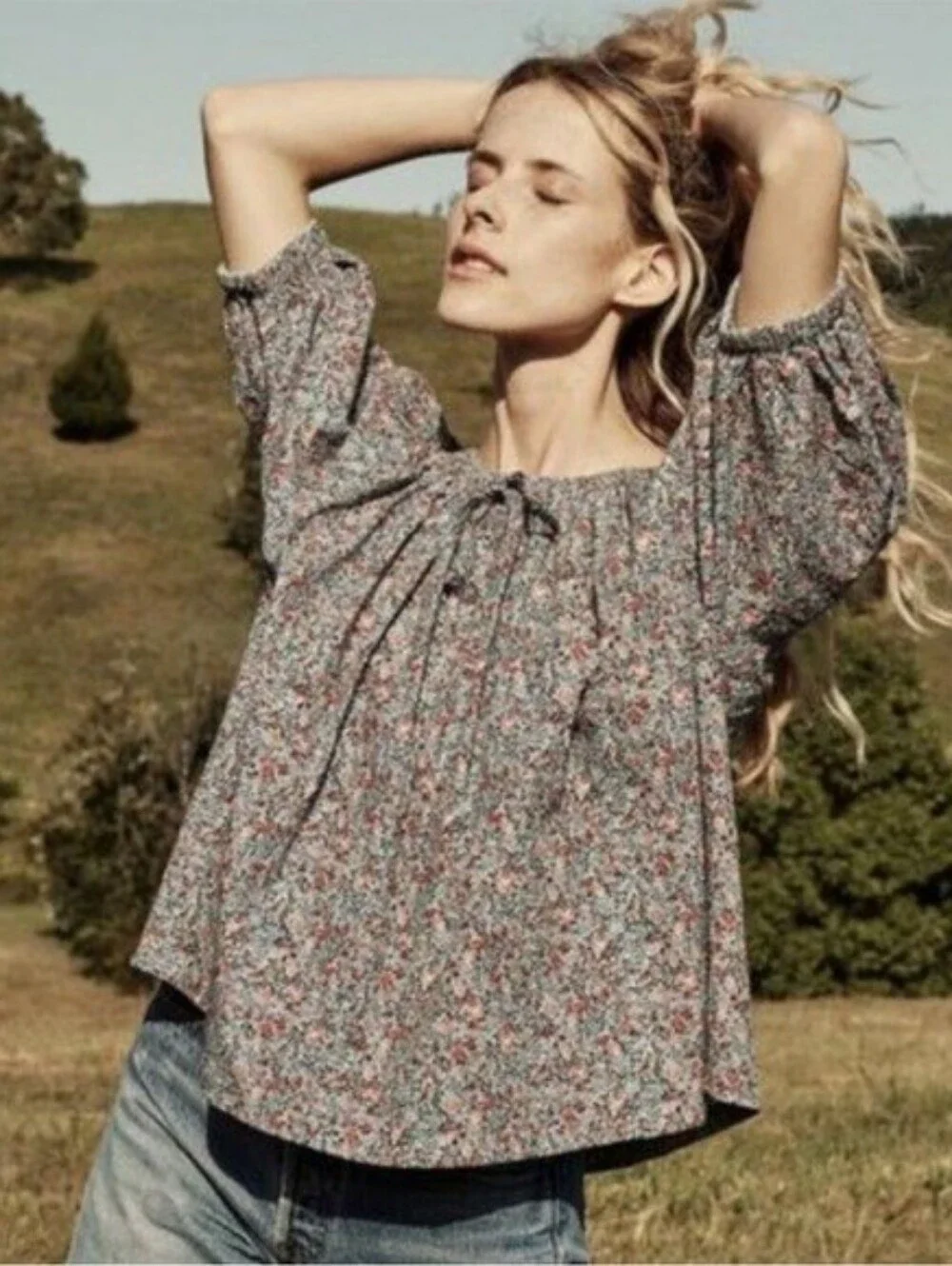 DOEN Sia Top in the Petit Jardin print XL 100% Cotton